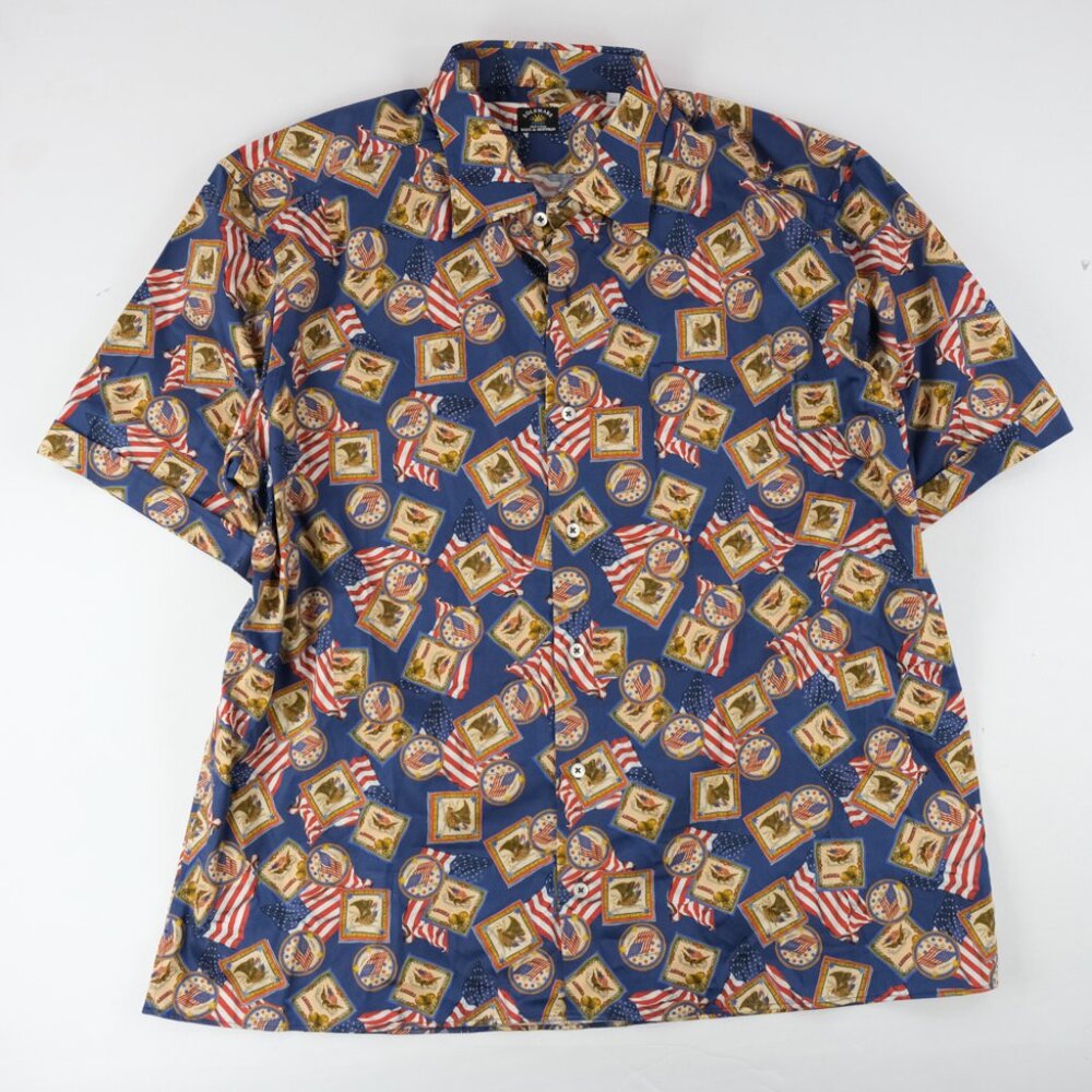 Solemare Maus & Hoffman Sz. XL Short Sleeve Shirt American Flag Hawaiian Shirt